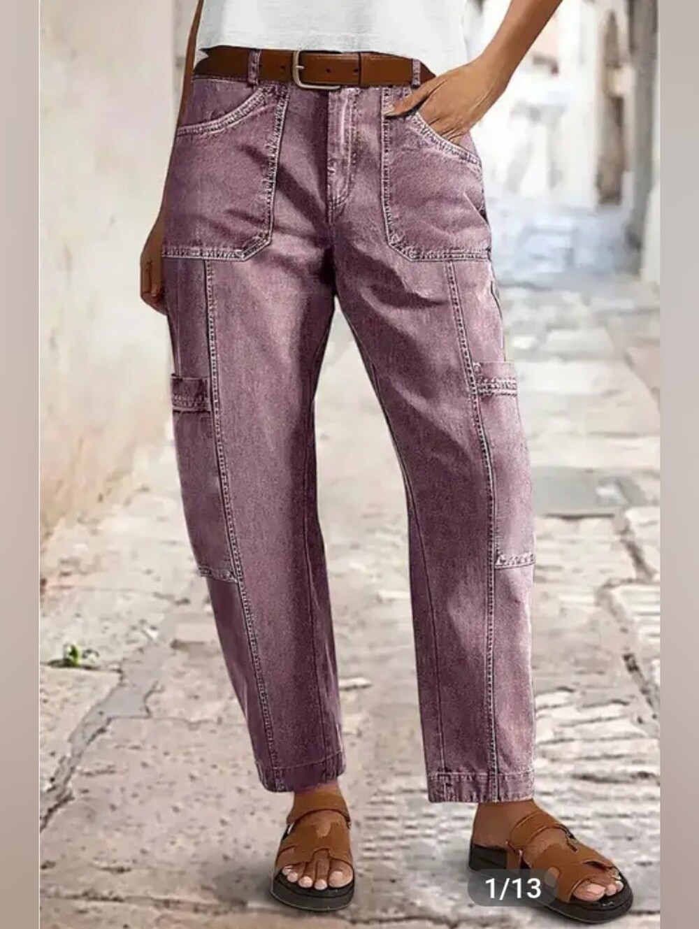 Flamingals Seam Front Patch Pocket Mid Rise Straight Leg Pants NWT Large